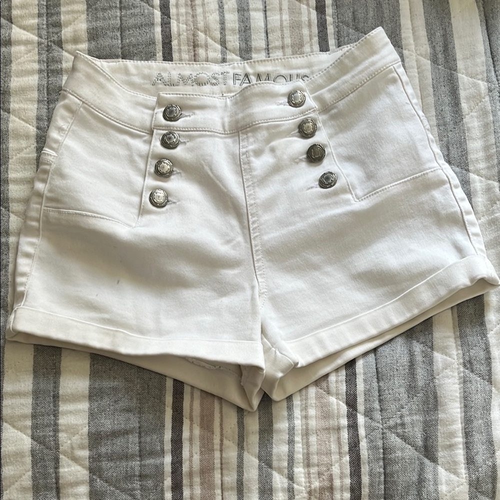 White High Waist Denim Shorts